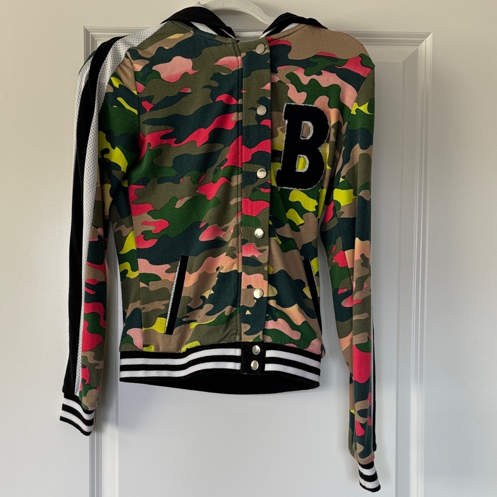 BEBE Camouflage Hoodie with Letter Patch